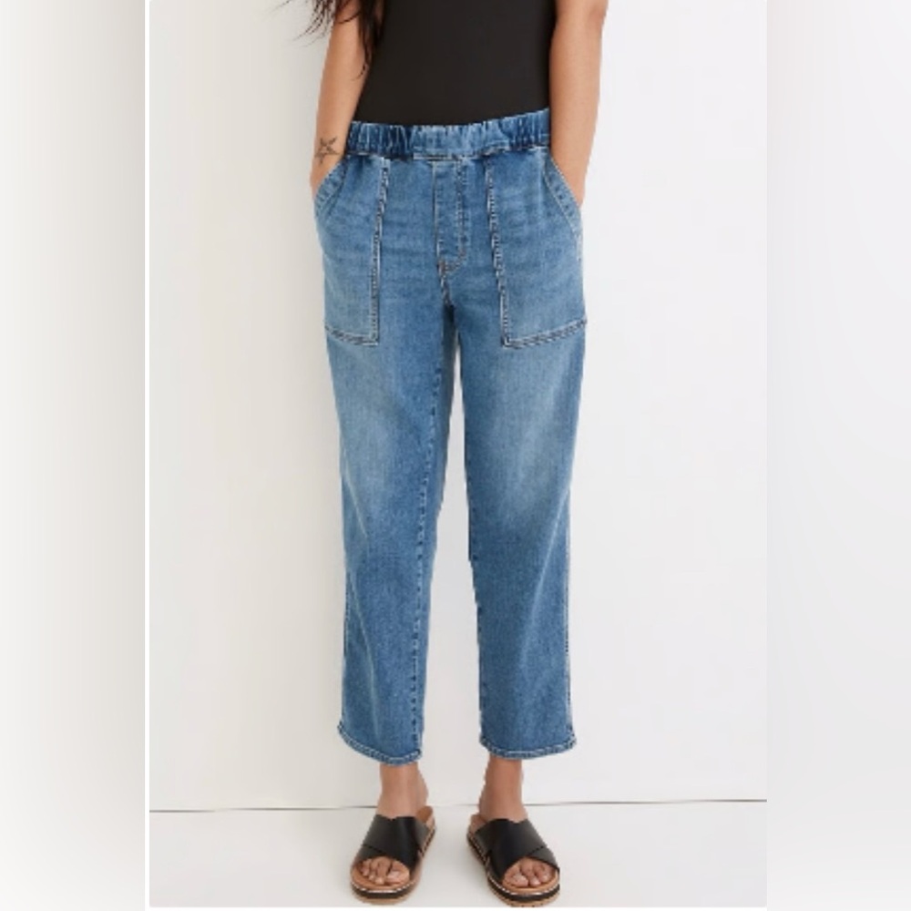MADEWELL Boyer Wash Denim Pull-On Relaxed Straight Leg Stretch Jogger Jeans M